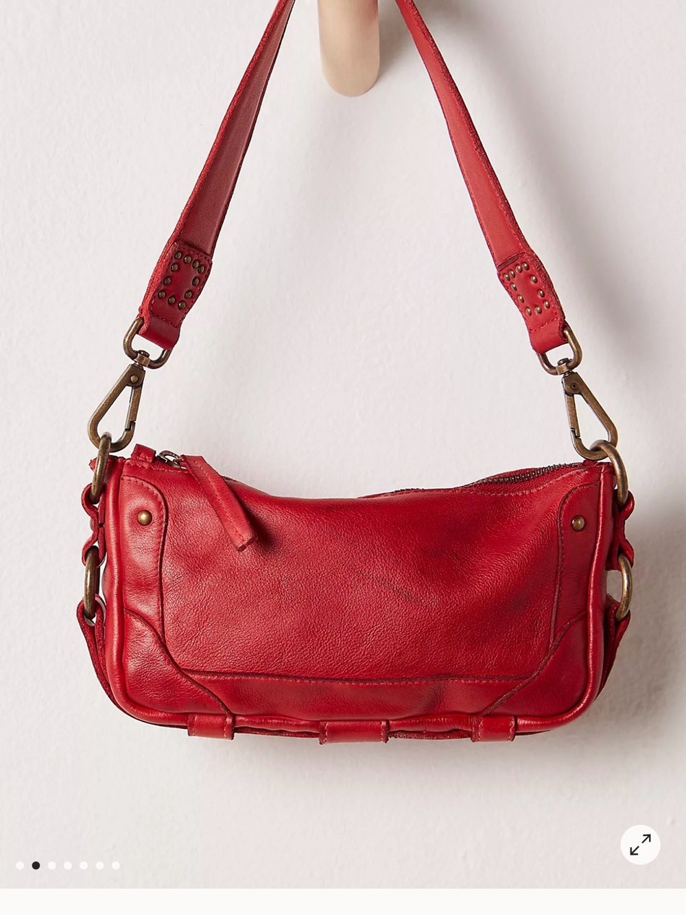 Free People Red Lilli Leather Shoulder Bag